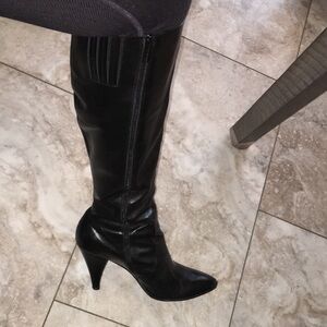 VIA SPIGA EUC REAL LEATHER Knee-High Boots W LEATHER SOLES N STRETCH CALF 8.5